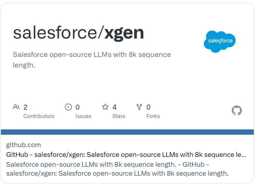 文本理解与代码补全都很强!Salesforce开源支持8K上下文输入的大语言模型XGen-7B!