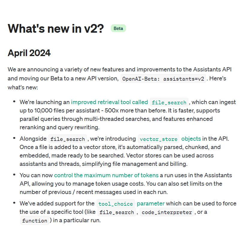 OpenAI更新新版的Assistant API接口到Assistant API v2版本,现在你可以让GPT-4同时搜索1万个文件